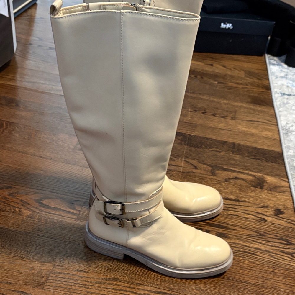 Sam Edelman Women's Cream Mid-Calf Buckle Boots